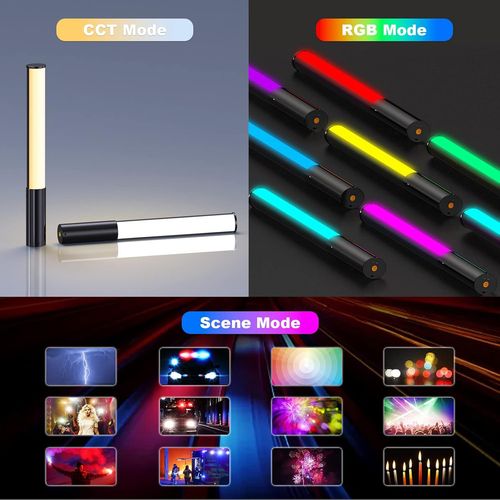 Bastão De Led Rgb Iluminação Fotográfica Pro Com Controle 2500k-6500k Efeitos De Tubo Regu Cor Da Estrutura Fix Bastão De Luz De Preenchimento - Imagem 6
