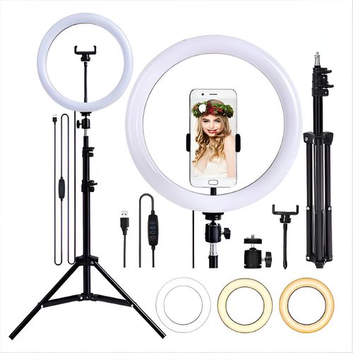 Ringlight Grande Led Luz Profissional 12pol Foto Tripé 2.1m - Imagem 1