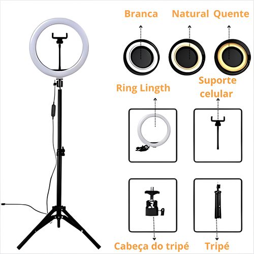 Ringlight Grande Led Luz Profissional 12pol Foto Tripé 2.1m - Imagem 3