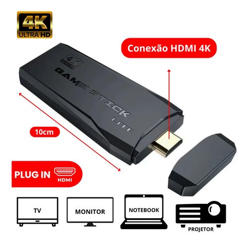 Game Stike Adaptador Hdmi Tv  4k C/15 Mil Jogos +2 Controles - Imagem 3