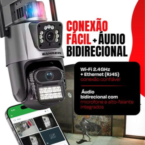Camera Ip Bahrein Dome Dupla 4k Externa Prova Dágua Wifi App Icsee Cor Preta - Imagem 5