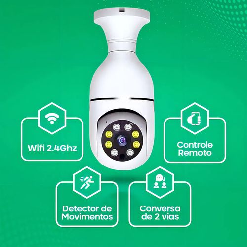 Camera De Segurança Ip Inteligente Lampada Panoramica App Yoosee Wifi Espiã Giratoria 360º Fergusom Branco - Imagem 4